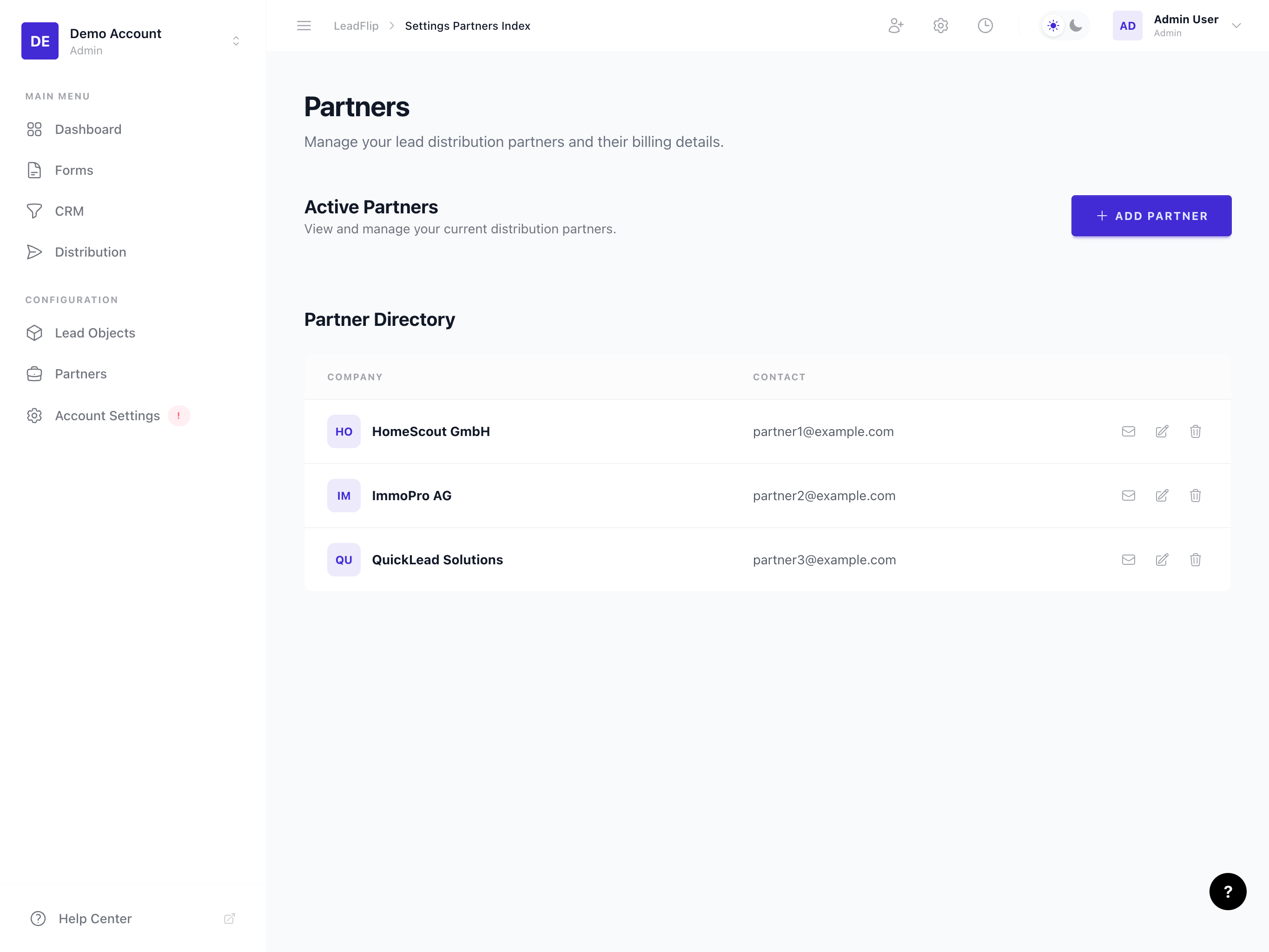 Partners in a profile