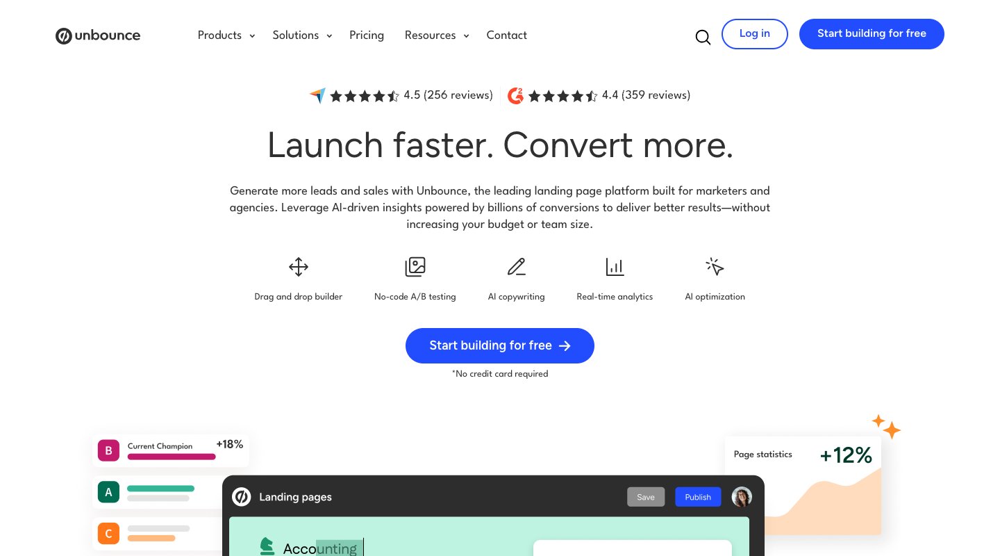 Unbounce homepage
